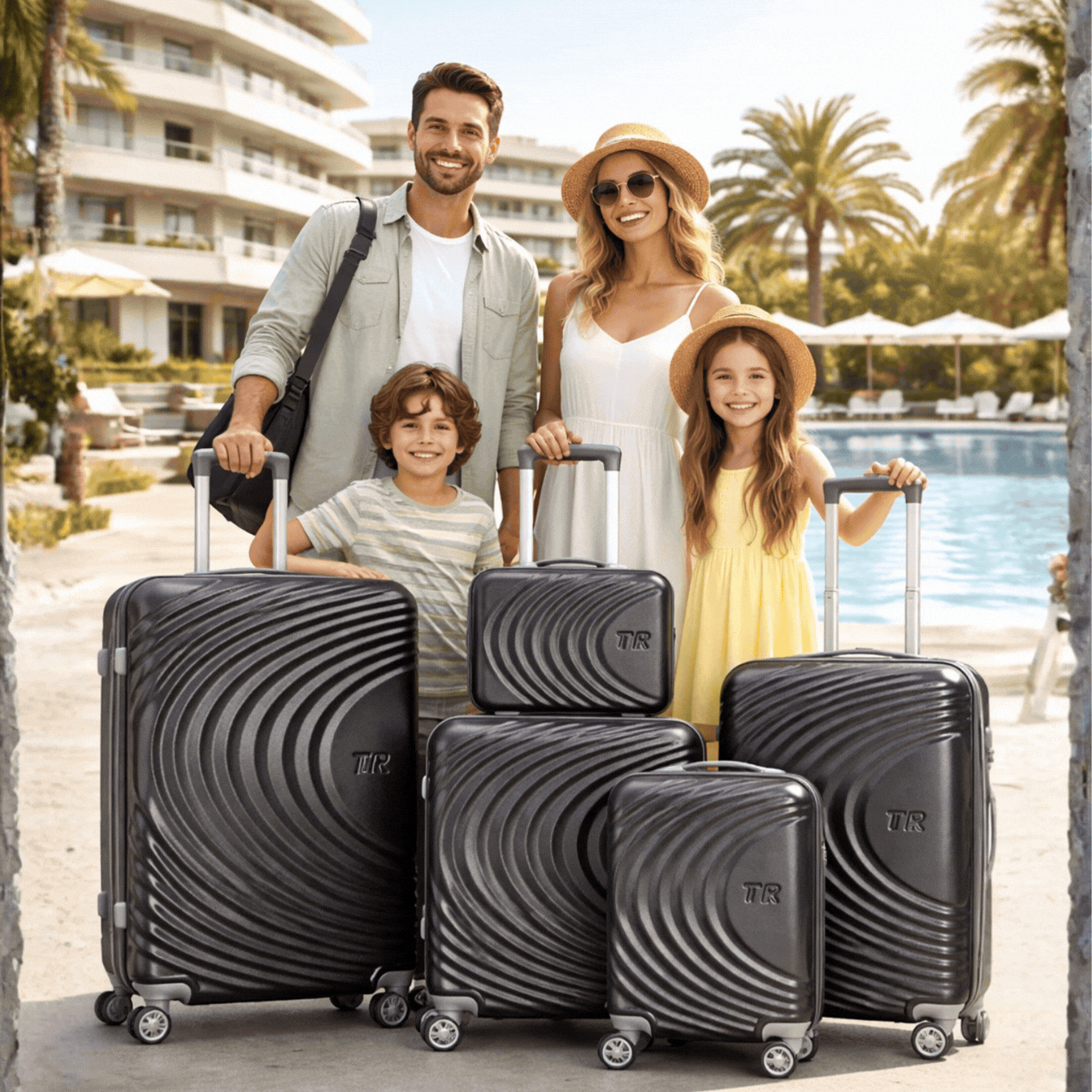 Висок клас авио спинъри ТR GRAPHITE ABS- 5 броя, разширяващи се, четири въртящи колелца,заключване с цифров шифър, всички екстри, куфари